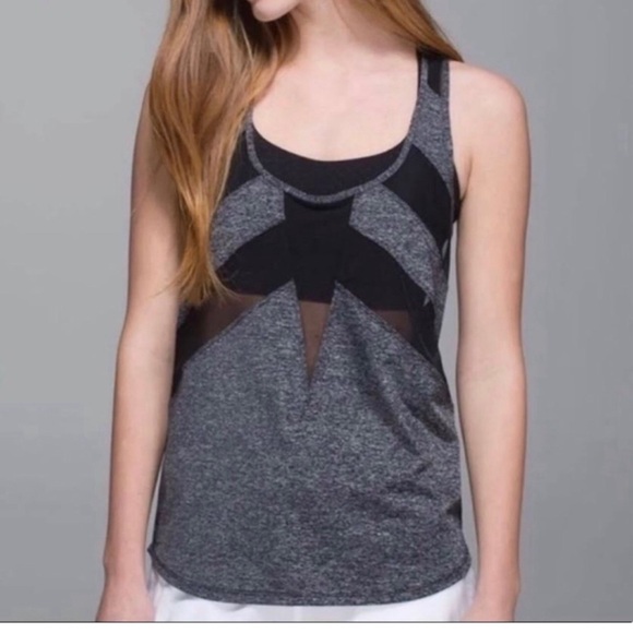 lululemon athletica Tops - Lululemon Athletica Gray and Black Asymmetrical Cut Out Tank Top. Good cond.